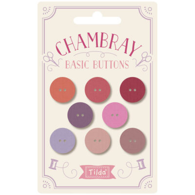 Chambray Buttons 0,63 in Lilac/Red/Coral