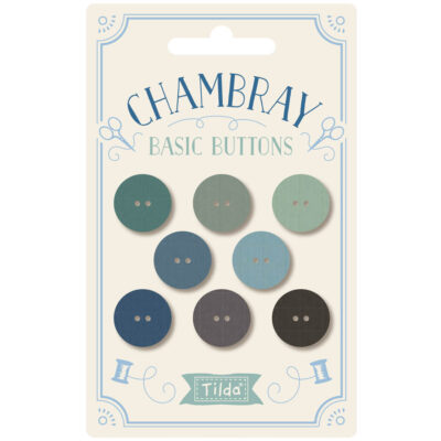 Chambray Buttons 0,63 in Teal/Blue/Grey